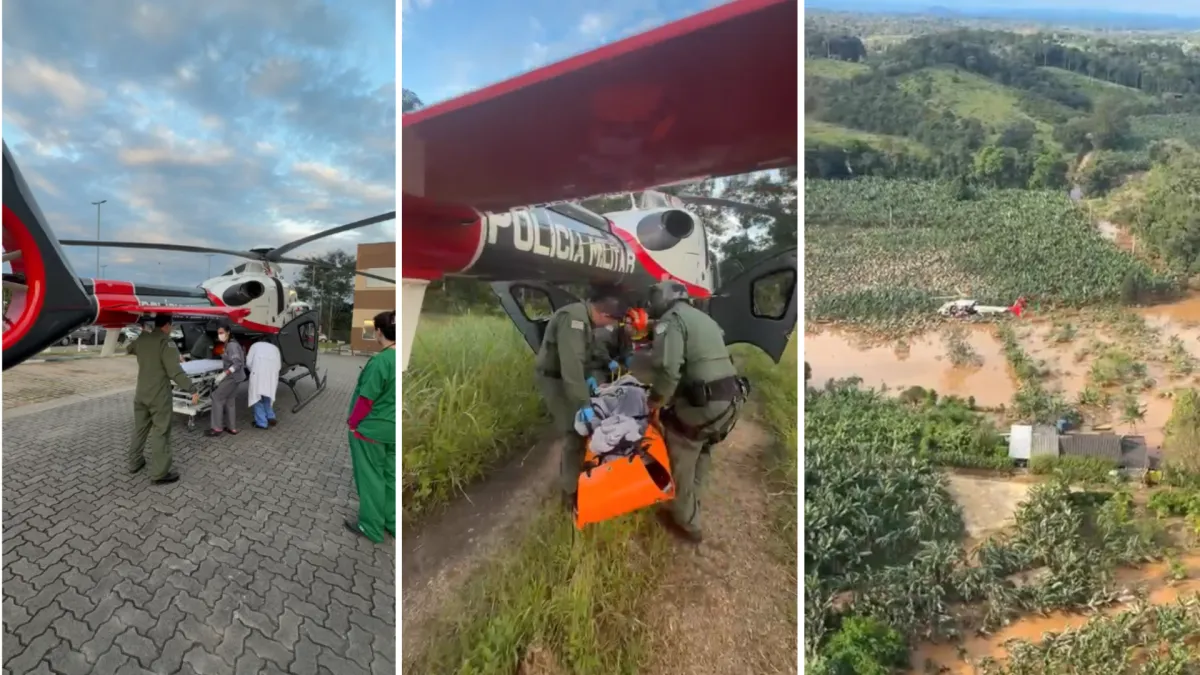 Idoso de 100 anos é resgatado de helicóptero após enchentes em SP